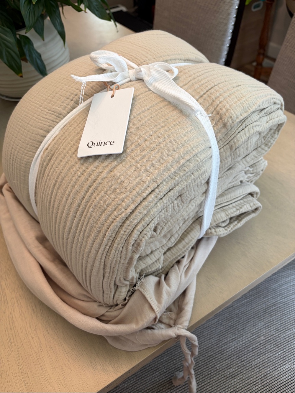 Quince Cotton Gauze Duvet Cover Set - Dune - Picture 5 of 7